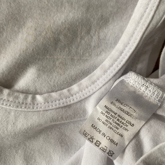 SASKI COLLECTION BRAND STRETCH WHITE BODYCON WORKOUT YOGA CROP TOP S XS - Picture 5 of 11